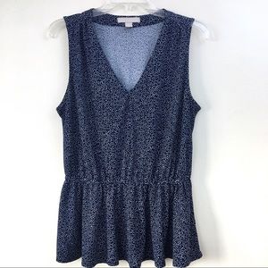 [Banana Republic] Navy Patterned Peplum Top